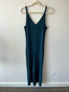 Athleta Wide Leg Jumpsuit Women's Medium Teal Lounge Relaxed Sleeveless Casual